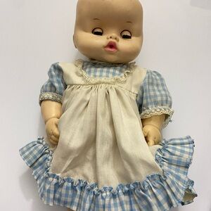 Blue and Cream Vintage Doll with Accessories